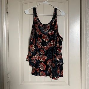 Open shoulder floral shirt
